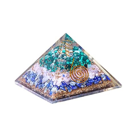 Orgone Pyramid Rose Quartz Malachite Lapis Lazuli Crystal Pyramid - Positive Energy Generator Orgonite Pyramid Protection - Meditation Crystals and Healing Stones - Mix Orgone Pyramid Large Set Cover
