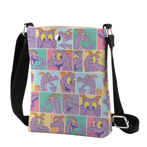 Purple Dragon Crossbody Bag Cartoon Character Fans Gifts Purples Dragon Lover Gift Figment Dragons Crossbody Shoulder Bag