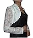 Coprispalle Elegante Corto Cerimonia Pizzo e Raso Cardigan Matrimonio Battesimo Donna Ragazza (Bianco)