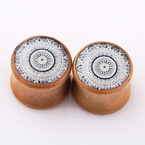 TIANCI FBYJS 5 Pairs Wooden Gauges Organic Wood Double Flared Ear Tunnels Expander Plugs Stretcher for Women Men 5 Style 8mm