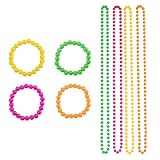 SHSHbuy Juego de 8 piezas de accesorios de fiesta de neón, collar y pulsera de cuentas de neón, joyería de cuentas retro de los años 80, cuentas múltiples para fiestas temáticas UV, carnaval