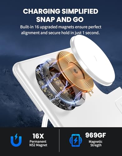 Image of Wireless Charger Stand for MagSafe, MGG 3 in 1 Magnetic Charging Station for iPhone 14 /13 /12 Pro Max /Mini /Plus, Portable Charging Pad Dock for Apple Watch Ultra /8 /7 /6 /5 /4 /3 /2 /SE, AirPods Pro /3 /2