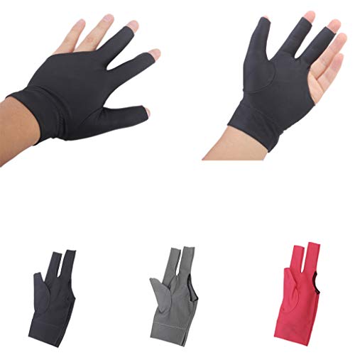 BESSTUUP 3 Pieces Professional Billiard Left Hand Three Finger Open Fingertip Glove, Elastic Material for Comfort and Accuracy