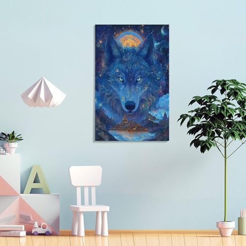 Loup Murale Décoration : Peinture sur Toile pour Habiller un Mur Vide 40x60