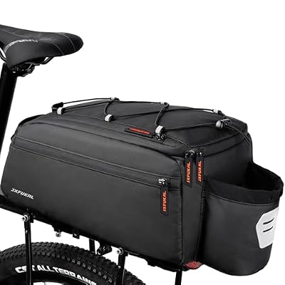JXFUKAL Bike Bags for Bicycle Rear rack, 13L Supportive Bike Rack Bag Built-in Rigid side & Base Panel, Waterproof Reflective Ebike Trunk Pannier Saddle Seat Bag Carrier for Commuter Travel Outdoor