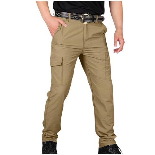 Mens Lightweight Quick Dry Tactical Pants Casual Multi-Pocket Combat Cargo Pants Outdoor Hiking Camping Fishing