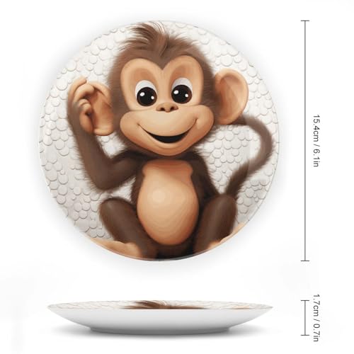 Plato decorativo Cute Monkey 6 pulgadas de cerámica miniatura 2