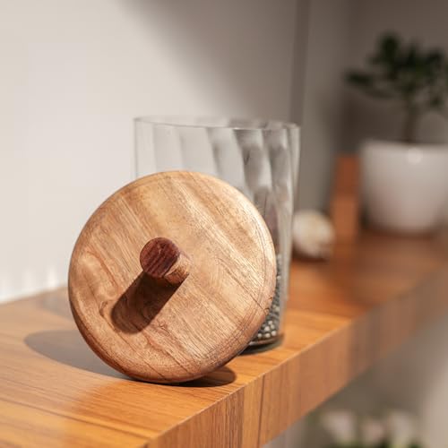 Image of Ireka Home Twist Glass Jar with Wooden Lid | Transparent Modular Storage Jar | Kitchen Organizer for Tea Coffee Sugar Dry Fruits