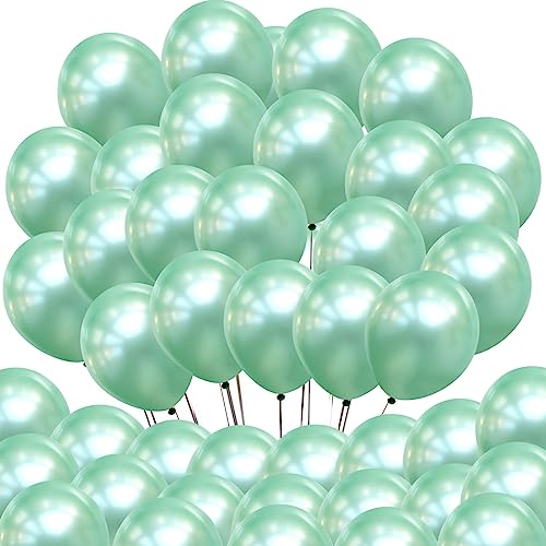 Image of 100 pcs 5 inch Pearl Mint Green Premium Latex Balloon Great for Kids, Adult Birthdays, Weddings, Receptions, Baby Showers, Water Fights, or Any Celebration