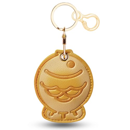 Zhapynil Leather Keychain for Airtag Cute Protective Keychain Holder Compatible with Apple Air Tag GPS Case Cover for Keys(Fish)