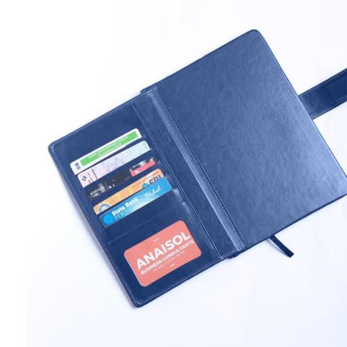 Image of Giftana Personalized Diary with Name, Customized Leather Notebook Diary with Magnetic Flip Lock, A5 Size, 192 Ruled Pages Office Diaries for Writing, New Year Corporate Gifts for Employee (Blue 4)