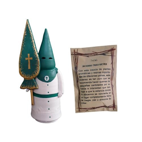 Incensario Artesanal Hecho a Mano Figuras - Soporte para Incienso en Grano y de Semana Santa - Bolsa de 50 Gramos de Incienso Tres Reyes (NAZARENO ESTANDARTE Verde)