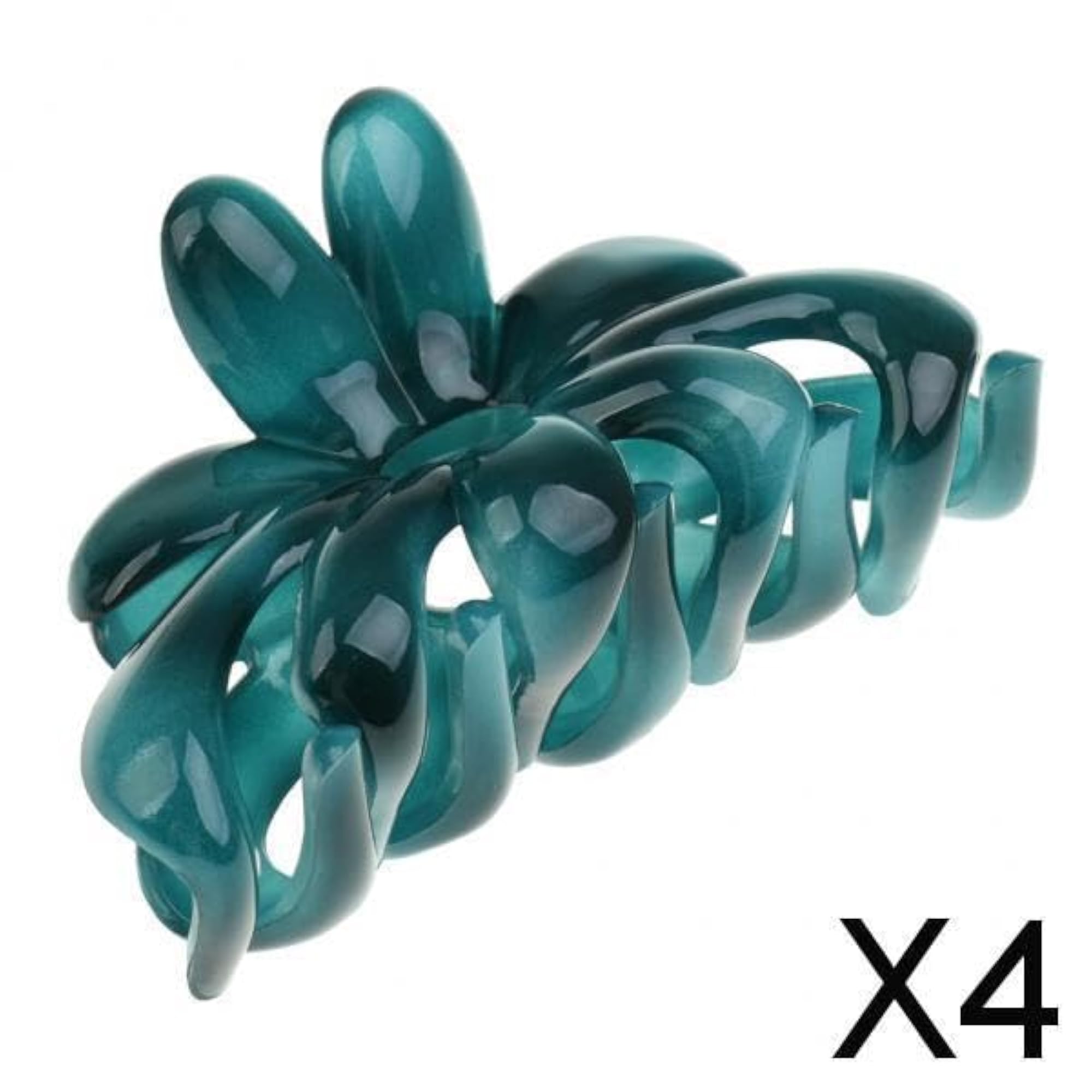 4X Simple Design Floral Acrylic Hair Claw Clip Accessory Green