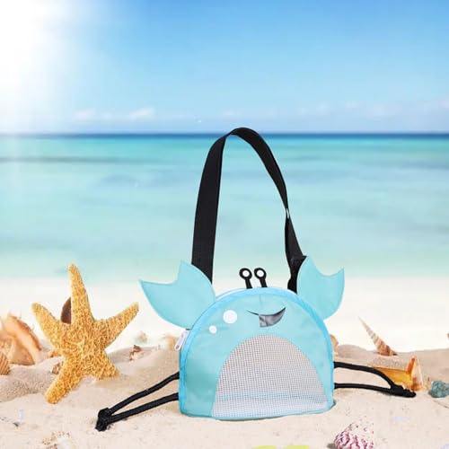 Image of Crab-Shaped Mesh Beach Toy Bag with Adjustable Shoulder Strap - Fun and Functional Sand Toy Storage for Kids
