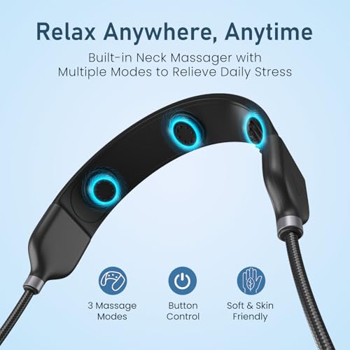 Image of Portronics Pulse Line, 3-in-1 Smart Wearable Cable with Neck Massager & Phone Lanyard, 100W PD Fast Charging Type-C Cable, 480Mbps Data Transfer, Adjustable Nylon Braided Strap for Smartphones&Laptops