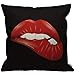 HGOD Designs Housse de coussin à lèvres rouges avec dents blanches, housse de coussin décorative pour hommes/femmes, salon ou chambre à coucher, canapé 45 x 45 cm