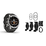 Garmin EPIX – GPS-Multisport-Smartwatch mit brillantem 1,3“ AMOLED-Display und Touch-/Tastenbedienung. & Quarter Turn Mount für QuickFit-Fahrräder, 3 Einheiten mit 20, 22 und 26 mm Halterung, Schwarz
