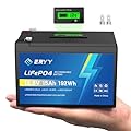 ERYY Upgraded LiFePO4 Lithium Battery 12V 15Ah - Built-in 15A BMS & LCD Voltage Meter & Grade A Cells,4000+ Deep Cycles Lithium Battery Lightweight Rechargeable Batteries for Camping Light,Fish Finder