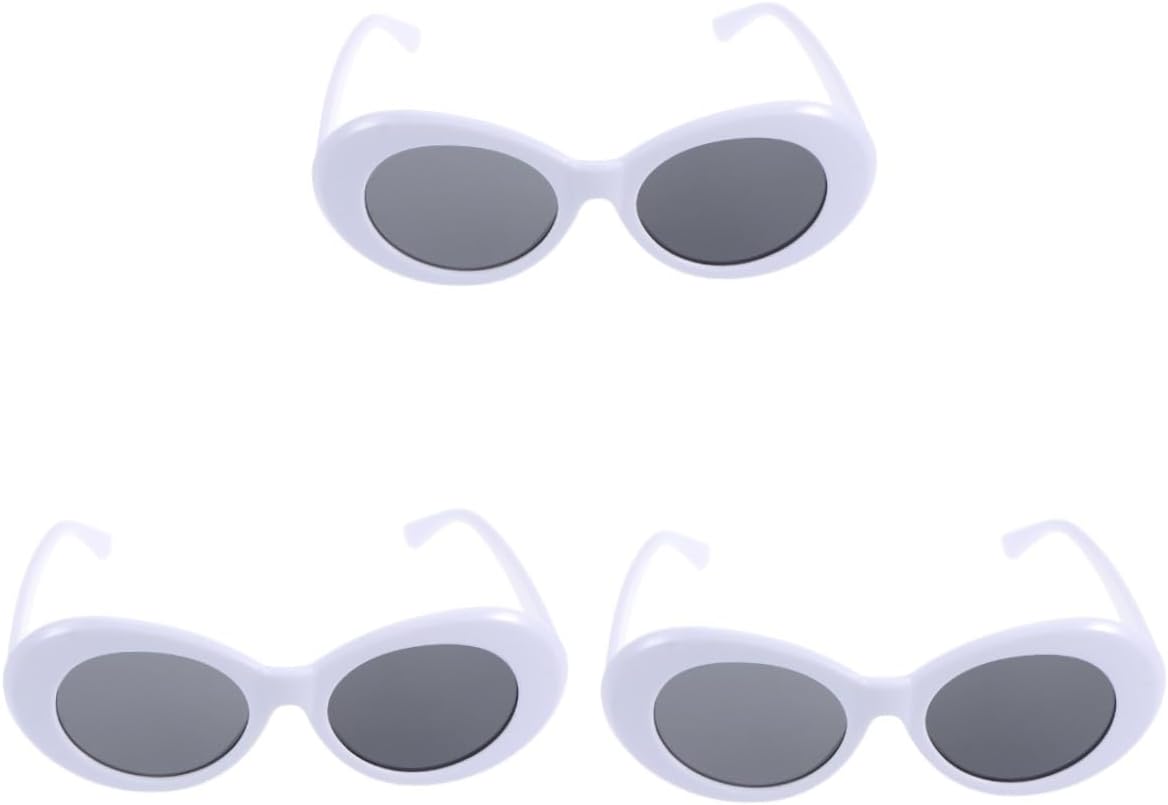 LIFKOME 3pcs Wacky Sunglasses Adults Black Oval Funny Glasses Novelty Party Costume Accessories Photo Props Style Eyewear Frame