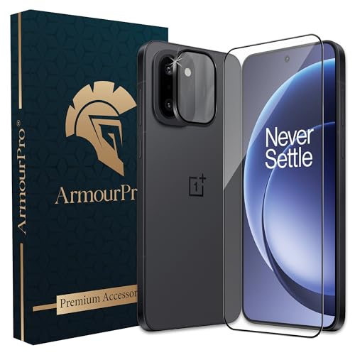 Image of ArmourPro Edge to Edge Tempered Glass for OnePlus 15R with Black Camera Ring Guard, 9H Screen Protector, Anti-Scratch, Anti-Fingerprint, Bubble-Free Installation Kit