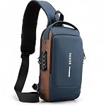 JK Vision Fashion Sling Bag for Men Stylish Crossbody Backpack for Men & Women, Anti-Theft Chest Bag with USB Charging Port, Messenger Bags, Casual Shoulder Bag