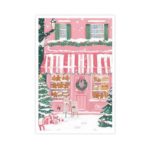 Toile bonhomme pain d'épices 60x90cm pour mur vide en hiver