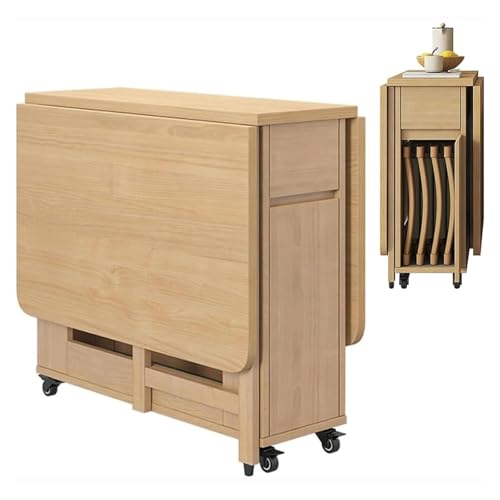 Table Pliante Cuisine avec 4 Chaises, Table Polyvalente sur Roues avec Rangement, Utilisable comme Bureau, Table De Repas Ou Console pour Salon/Cuisine