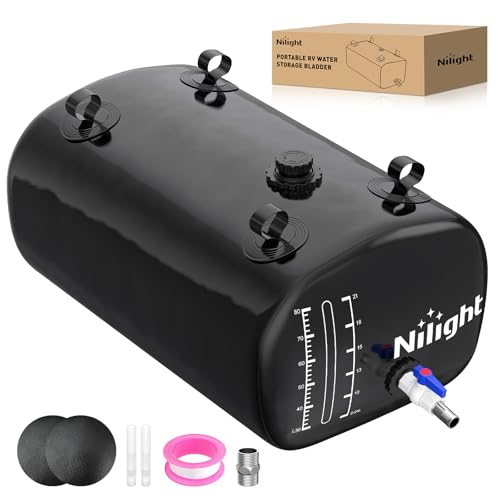 Nilight 30Gal/113L Water Storage Bladder RV Potable Water Bladder Tank 1000D PVC Foldable Collapsible Water Storage Containers for RV Truck Bed Camping Garden Irrigation Emergency Water Use Black