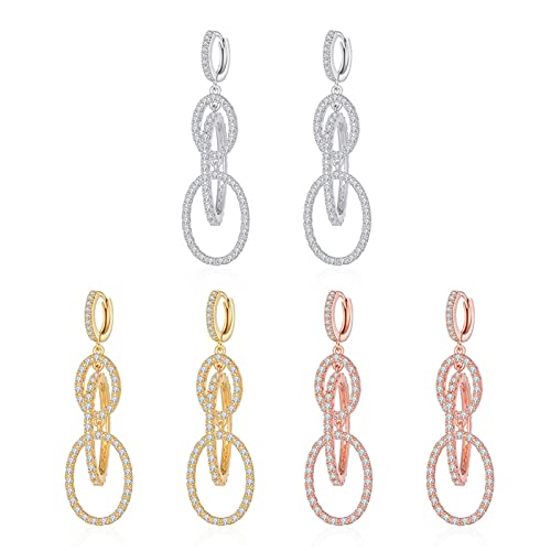 Pendientes pendant de mujer con incrustaciones y diseño elegante 6