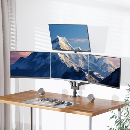 Image of WALI Quad Monitor Mount for 13-27 inch Screens, Extra Tall 4 Monitors Desk Mount, up to 19.8lbs, 32.2 inch Height Max, Fully Adjustable 4 Monitor Arms, VESA 75 /100mm (GSDM004S), Black