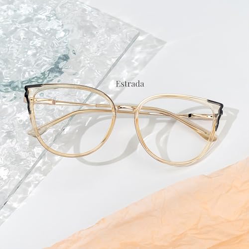 Image of Zeelool Cat Eye Glasses Frame for Women Men, Fashion Eyeglasses with Non-prescription Clear Lens ZJGX338746