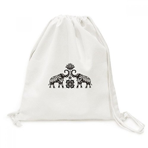 Canvas Drawstring Backpack Peinture Elephant pour vos escapades de week-end en nature