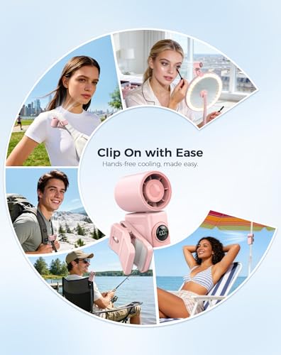 Image of Hotsales Clip-On Portable Fan 2-Pack, 13500 RPM High-Speed Rechargeable Handheld Mini Fan, LED Display, 360 Rotating Detachable Clip, Stroller Fan for Baby, Travel Essentials, Gifts for Women & Men