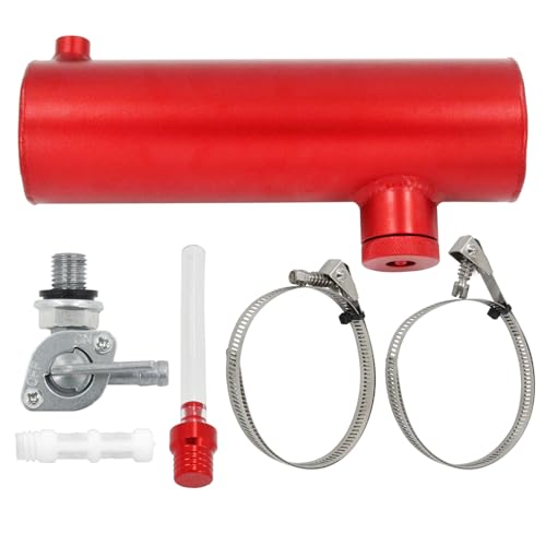 LVOUP 3x10 Go Kart and Mini Bike Gas Tank Cylinder with Clamp Compatible for Coleman Powersports CT200U BT200X CT200u-ex and Predator 212cc 196cc/6.5HP Red