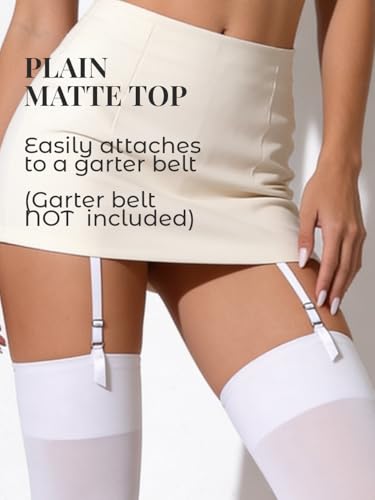 Image of Mila Marutti Thigh High Stockings for Women | Garter Belt Stockings Semi Opaque 40D | Colored Suspender Stockings Pantyhose