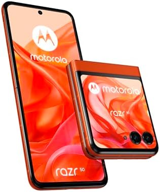 Motorola razr 50 (6.9" pOLED display, Corning Gorilla Glass, IPX8, 50MP AI camera, 90Hz, 30W TurboPower, Dolby Atmos, Android 14, 8/256 GB, 4200mAh, MediaTek Dimensity 7300X, SIM+eSIM), Spritz Orange