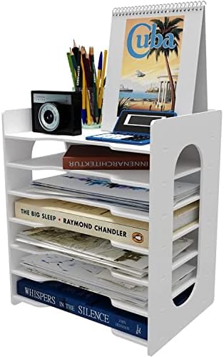PUNCIA 7Tier Desktop File Holder Office Paper Organizer for Desk Letter Tray & A4 Paper Holder Document Storage Rack for Home Office School