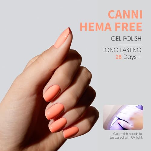 Image of CANNI Pastel Pink Gel Nail Polish, 1 Pcs Peach Pink Gel Polish Color Soak Off U V Nail Manicure Salon DIY at Home