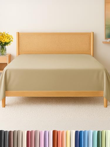 Condition photo showing Good Condition for Cal King Size Flat Sheet - Hotel Quality Top Flat Bed Sheet Only - Ultra-Soft, Breathable & Cooling - Fade & Wrinkle Free - Easy-Care, Stain & Shrink Resistant Bedding - Easy-Fit & Oeko-Tex - Beige
