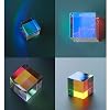 RGB X-Cube Prism, Dichroic Glass 6 Sides Bright Optical Glass Prism Cube Colorful Combiner Splitter Physics Light Spectrum Educational Model