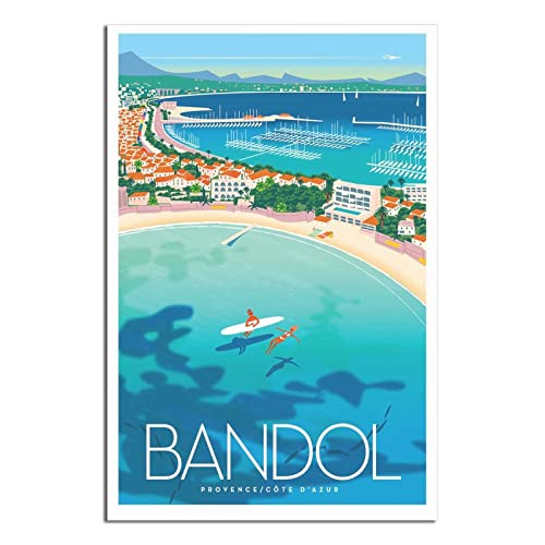 Bandol 1 Affiche vintage de voyage, impression artistique sur toile,