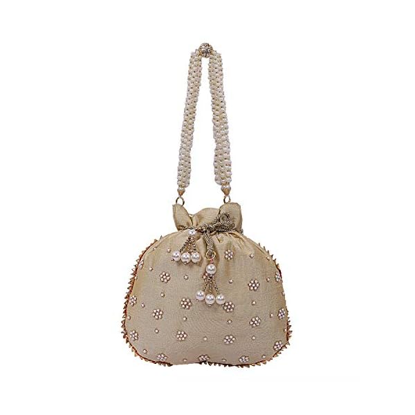 Kuber Industries Silk 2 Pieces Women Potli Bag (Gold & Maroon) -CTKTC7263,Multicolour,Standard - Image 6