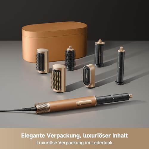 DREAME AirStyle Pro, 7-in-1-Hairstyler, Schnelltrocknend, 2 Lockenaufsätze, Volumen für das Haar, glättende Bürste, Frizz-Reduzierung, Lederset, Airflow-Styling
