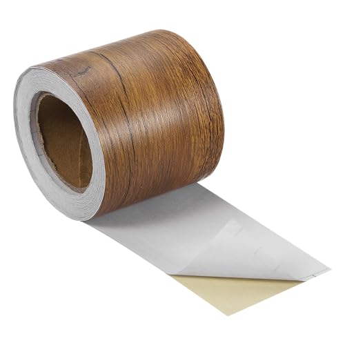 Image of uxcell Wood Grain Tape, 2 inch x33 Ft Self Adhesive Wood Grain Repair Patch for Baseboards, Doors, Floor Repair, Furniture Home Decor Brown Wood
