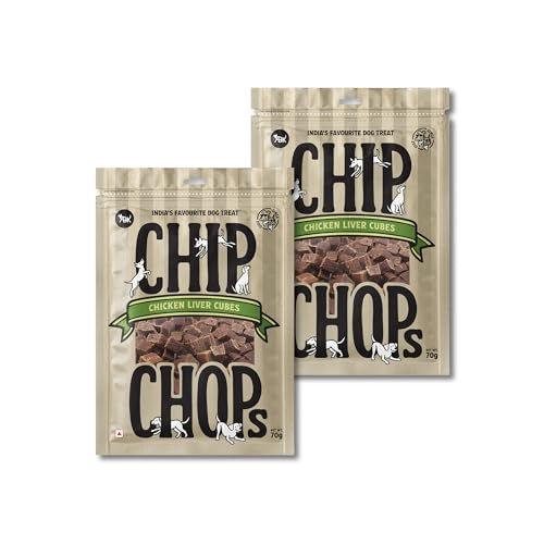 Image of Chip Chops Chicken Liver Cubes Dog Treats for Dogs, Healthy Protein Rich Dog Snacks, Easily Digestible Training Reward Treats for Puppies & Adult Dogs, 70gm Each Pack of 2