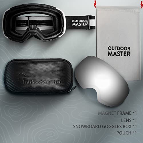 Image of OutdoorMaster Ski Goggles PRO - Frameless, Interchangeable Lens 100% UV400 Protection Snow Goggles for Men & Women (Panda Frame VLT 10% Grey Lens with REVO Silver and Free Protective Case)
