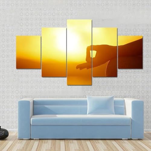Toile Decoration Murale Femme Pratiquant le Yoga Pose du Lotus Grand Tableau