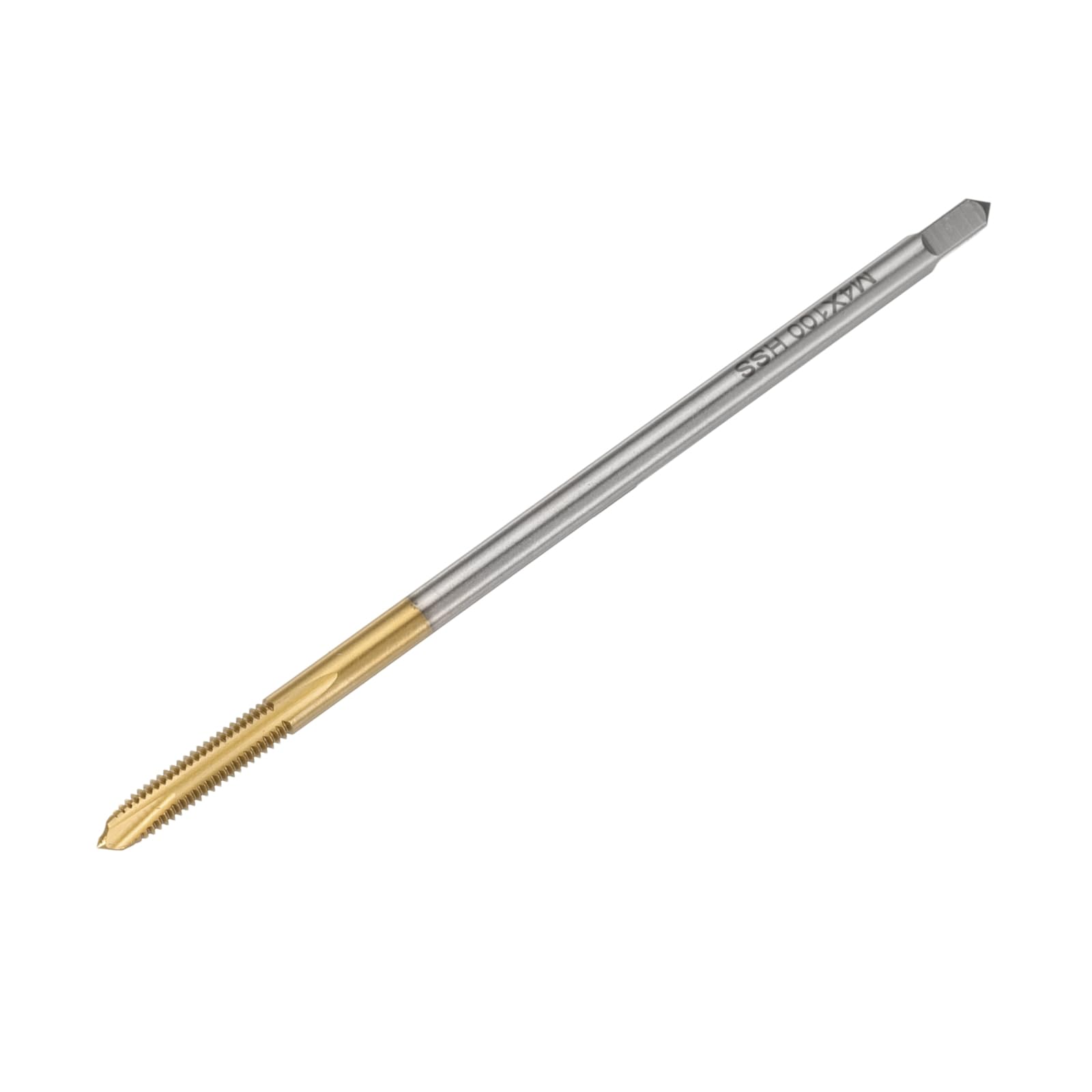 QUARKZMAN M4 x 0.7 H2 Metric Spiral Point Thread Tap, 100mm (4") Extra Long Screw Tap Threading Tapping Tool, Titanium Coated 6542 High Speed Steel Machine Taps Tapping Bit