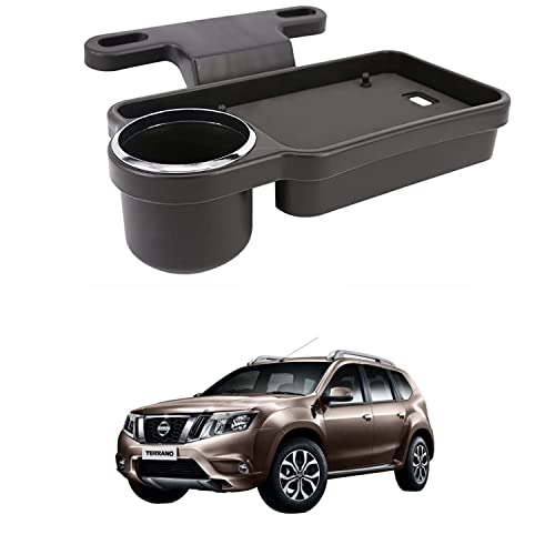 Image of Oshotto (FT-04) Foldable Car Auto Headrest Rear Back Seat Table Drink Food Cup Tray Holder Compatible with Nissan Terrano - Black