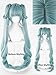 Half and Half Long Curly Green Double Ponytail Braid Wig with Bangs 37.5'' Anime Light Teal Pigtails Twin Tail Costume Wigs for Women Halloween Party Daily
